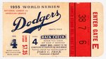 1955 WORLD SERIES TICKET STUB.