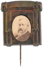 HARRISON ALBUMEN PORTRAIT KNAPSACK BRASS SHELL CAMPAIGN BADGE.