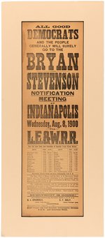 "BRYAN AND STEVENSON NOTIFICATION MEETING" INDIANAPOLIS, INDIANA RAILROAD BROADSIDE.