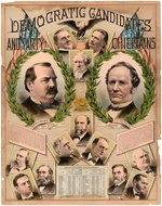 CLEVELAND & HENDRICKS "DEMOCRATIC CANDIDATES AND PARTY CHIEFTAINS" 1884 JUGATE POSTER.