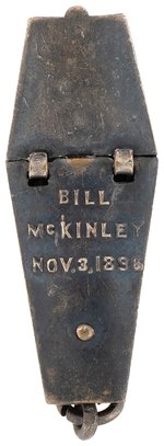 BRYAN MECHANICAL COFFIN CHARM WITH "BILL McKINLEY" INSIDE HAKE #370.