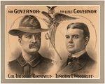 ROOSEVELT & WOODRUFF ROUGH RIDER 1898 NEW YORK GUBERNATORIAL JUGATE POSTER.