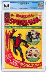 AMAZING SPIDER-MAN #8 JANUARY 1964 CGC 6.5 FINE+ (FIRST LIVING BRAIN).