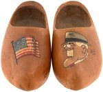 ROOSEVELT WWII DUTCH WOODEN SHOES WITH FDR CARICATURE.