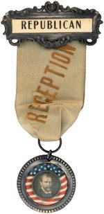 HUGHES "REPUBLICAN RECEPTION" SCARCE 1916 CAMPAIGN RIBBON BADGE.