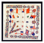 "VICTORY" COLORFUL HANKY WITH FLAGS OF ALLIED FORCES.