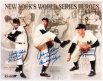 "NEW YORK'S WORLD SERIES HEROES" MVP TRIO SIGNED PHOTO PRINT.