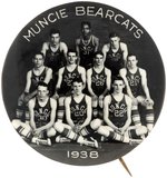 1938 MUNCIE BEARCATS BASKETBALL TEAM (WITH AFRICAN AMERICAN PLAYER) REAL PHOTO BUTTON.