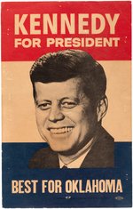 KENNEDY "BEST FOR OKLAHOMA" RARE 1960 CAMPAIGN POSTER.