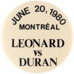 1980 SUGAR RAY LEONARD VS ROBERTO DURÁN BUTTON (WHITE VARIETY).
