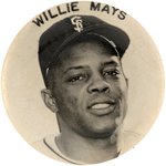 1950s WILLIE MAYS (HOF) SAN FRANCISCO GIANTS VARIETY RARE PM10 STADIUM BUTTON WITH ATTACHMENTS.