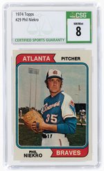1974 TOPPS #29 PHIL NIEKRO (HOF) CSG 8 NM/MINT.