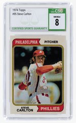 1974 TOPPS #95 STEVE CARLTON (HOF) CSG 8 NM/MINT.