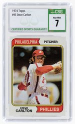 1974 TOPPS #95 STEVE CARLTON (HOF) CSG 7 NEAR MINT.