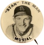 1950s STAN MUSIAL (HOF) PM10 "STAN THE MAN" TEXT VARIANT STADIUM BUTTON.