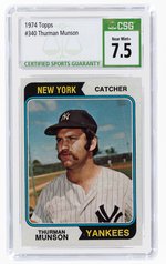 1974 TOPPS #340 THURMAN MUNSON CSG 7.5 NEAR MINT+.