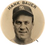 1950s HANK BAUER PM10 REAL PHOTO (VARIETY) STADIUM  BUTTON.