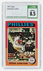 1975 TOPPS #185 STEVE CARLTON (HOF) CSG 8.5 NM/MINT+.