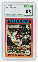 1975 TOPPS #185 STEVE CARLTON (HOF) CSG 6.5 EX/NM+.