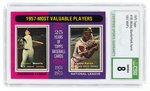 1975 TOPPS #195 MICKEY MANTLE/HANK AARON 1957 MVP'S (HOF) CSG NM/MINT.