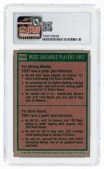 1975 TOPPS #195 MICKEY MANTLE/HANK AARON 1957 MVP'S (HOF) CSG NM/MINT.