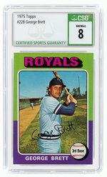 1975 TOPPS #228 GEORGE BRETT ROOKIE CARD (HOF) CSG 8 NM/MINT.