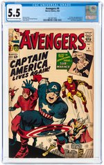 AVENGERS #4 MARCH 1964 CGC 5.5 FINE- (FIRST SILVER AGE CAPTAIN AMERICA).