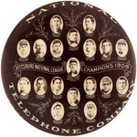 1909 PITTSBURGH PIRATES WORLD CHAMPIONS "NATIONAL TELEPHONE COMPANY" POCKET MIRROR W/HOF'ERS WAGNER/CLARKE/WILLIS.