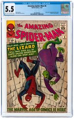 AMAZING SPIDER-MAN #6 NOVEMBER 1963 CGC 5.5 FINE- (FIRST LIZARD).