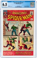 AMAZING SPIDER-MAN #4 SEPTEMBER 1963 CGC 6.5 FINE+ (FIRST SANDMAN).