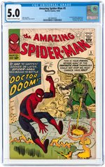 AMAZING SPIDER-MAN #5 OCTOBER 1963 CGC 5.0 VG/FINE.