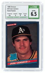 1986 DONRUSS #39 JOSE CANSECO RATED ROOKIE CSG 6.5 EX/NM+.