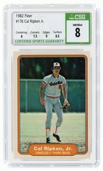 1982 FLEER #176 CAL RIPKEN JR. ROOKIE CARD (HOF) CSG 8 NM/MINT.