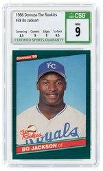 1986 DONRUSS "THE ROOKIES" #38 BO JACKSON CARD ROOKIE CSG 9 MINT.