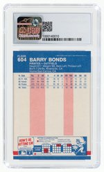 1987 FLEER #604 BARRY BONDS ROOKIE CARD CSG 8.5 NM/MINT+.