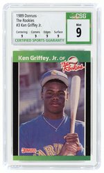 1989 DONRUSS #3 KEN GRIFFEY JR. ROOKIE CARD (HOF) CSG 9 MINT.