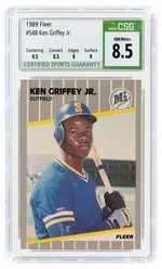 1989 FLEER #548 KEN GRIFFEY JR. ROOKIE CARD (HOF) CSG 8.5 NM/MINT.