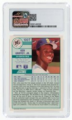 1989 SCORE TRADED #100T KEN GRIFFEY JR. ROOKIE CARD (HOF) CSG 9 MINT.