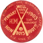 1903 CINCINNATI REDS RARE PENNANT HOPEFUL BUTTON ISSUED BY LOCAL CAFE.