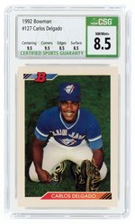 1992 BOWMAN #127 CARLOS DELGADO ROOKIE CARD CSG 8.5 NM/MINT+.