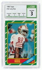 1986 TOPPS #161 JERRY RICE ROOKIE CARD (HOF) CSG 3 VERY GOOD.