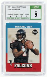 2001 UPPER DECK VINTAGE #204 MICHAEL VICK ROOKIE CARD CSG 9 MINT.