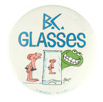 ARBY'S CLERK'S BUTTON PROMOTING "B.C. GLASSES."