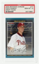 2002 BOWMAN CHROME #17 COLE HAMELS ROOKIE CARD PSA 10 GEM MT.