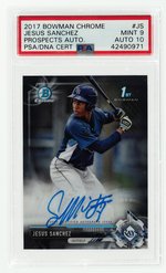 2017 BOWMAN CHROME #CPA-JS JESUS SANCHEZ ROOKIE PROSPECTS AUTOGRAPH PSA/DNA CERT PSA 9 MINT.