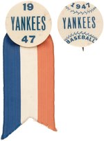 1947 NEW YORK YANKEES WORLD CHAMPIONS BUTTON PAIR.