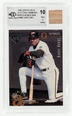 1995 BCCG UPPER DECK ELECTRIC DIAMOND #103 BARRY BONDS GAME USED BAT 10 MINT OR BETTER.