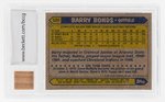 1987 TOPPS #320 BARRY BONDS ROOKIE GAME USED BAT RELIC #0799 OF 1987 10 MINT OR BETTER.