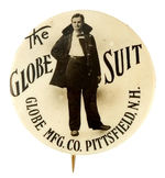 MAN MODELING "THE GLOBE SUIT" REAL PHOTO BUTTON FROM POTTER COLLECTION.