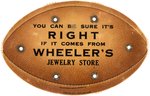C. 1905 FIGURAL CELLULOID FOOTBALL GAME SCORER W/JEWELRY STORE AD FROM "WHEELERS".